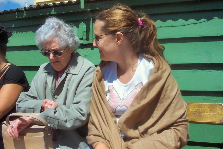 Nanny and Nancy wait for the ferry